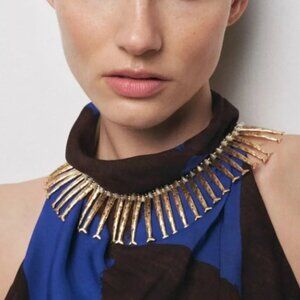 Zara Fish Bib Necklace in Gold Tone